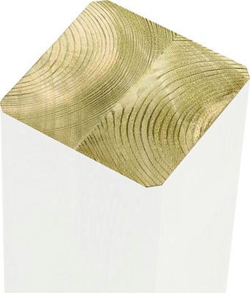 Pfosten PLUS verleimt, Kopf rund 9 x 9 x 298 cm RAL 9010 weiß
