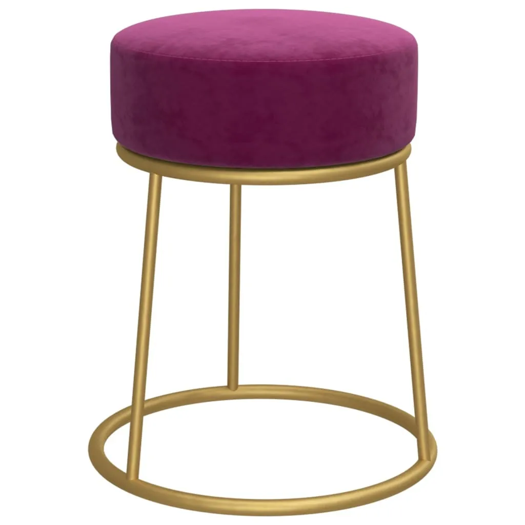Sgabello Velluto Viola Vintage | Sgabello Basso Rotondo Retro Style - 1