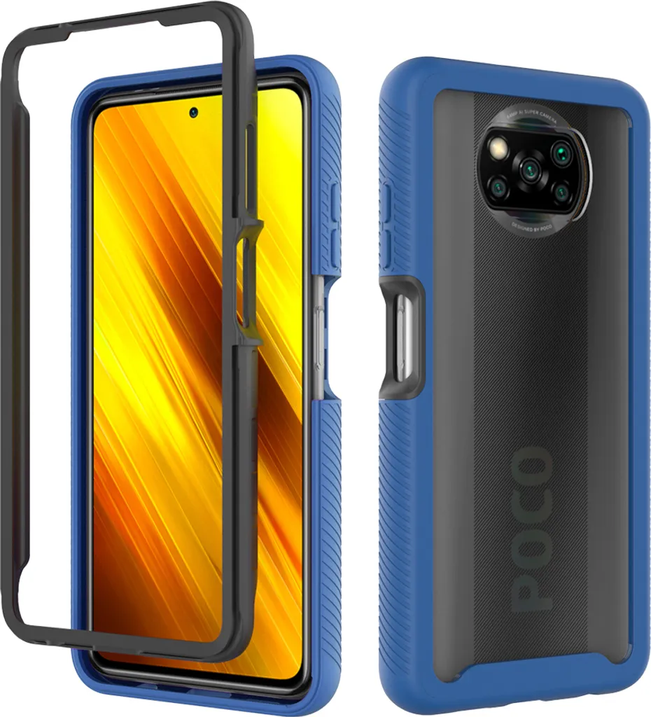 Xiaomi Poco X3 Pro Custodia, Custodia trasparente posteriore, TPU Bumper Custodia resistente per Xiaomi Poco X3 Pro Blu Navy