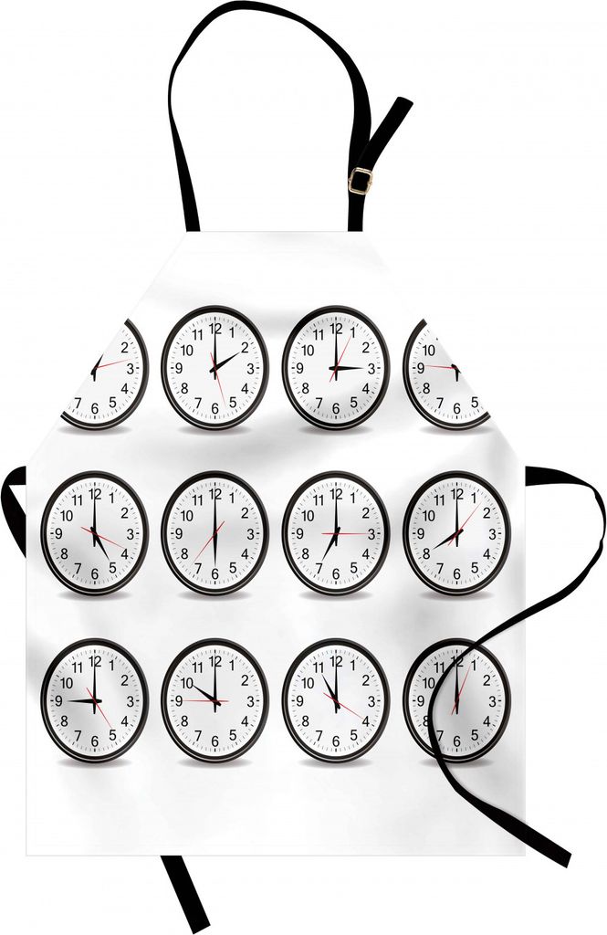 ABAKUHAUS Uhr Kochschürze, Uhren mit Zahlen, die Jede Stunde Zeigen, Stunde und Minute Handthema, Farbfest Höhenverstellbar Waschbar Klarer Digit...
