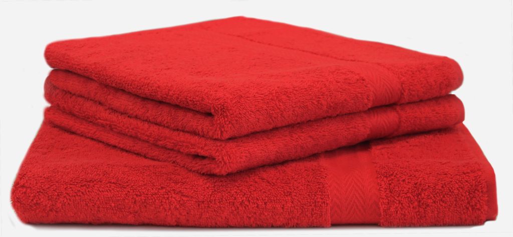 Betz 3-tlg. Saunatuch Set PREMIUM 1 Saunatuch 2 Handtücher 100%Baumwolle Farbe: rot