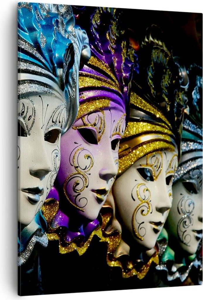Bild auf Leinwand - Leinwandbild - Einteilig - Abstrakt Maske Feder Festival - 50x70cm - Wand Bild - Wanddeko - Wandbilder - Leinwanddruck - Wandde...