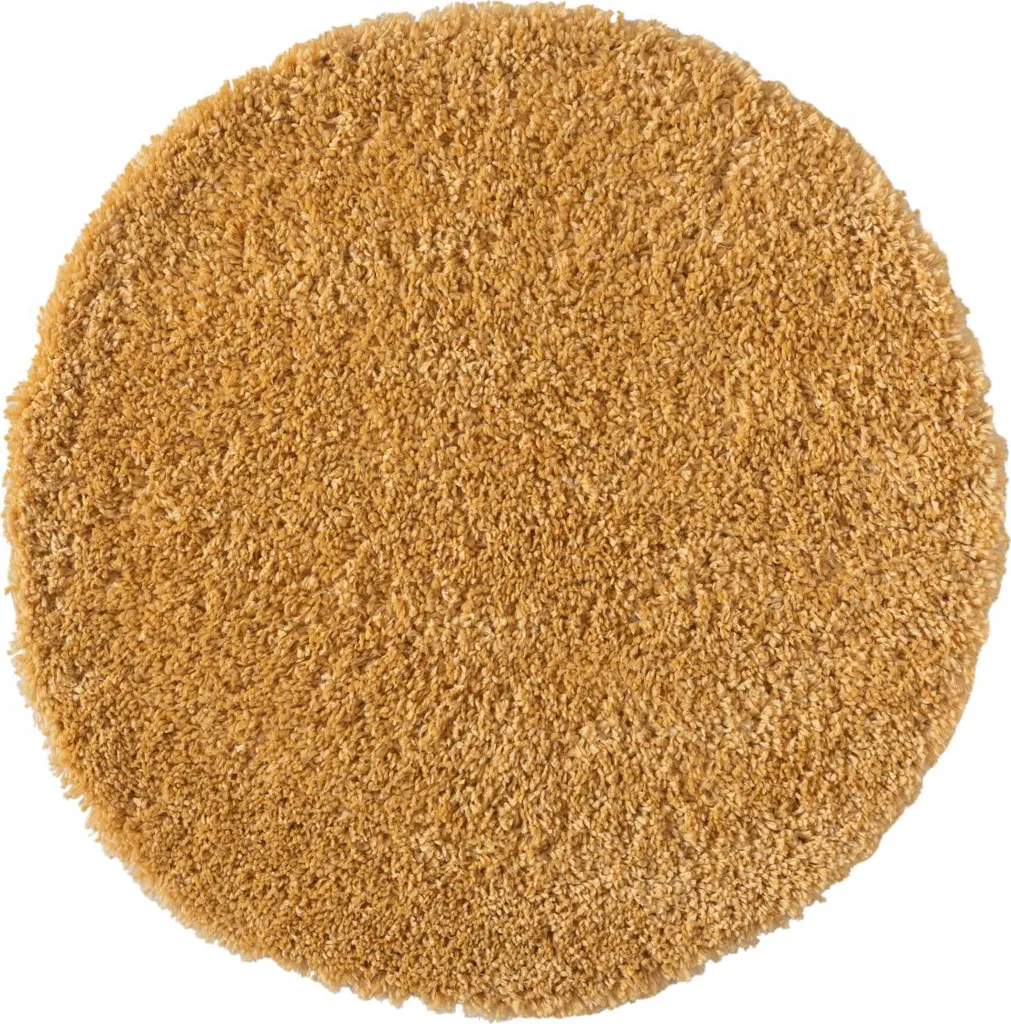 Tapis rond 120 cm My Shaggy goldgelb pour chambre enfant et salon cosy