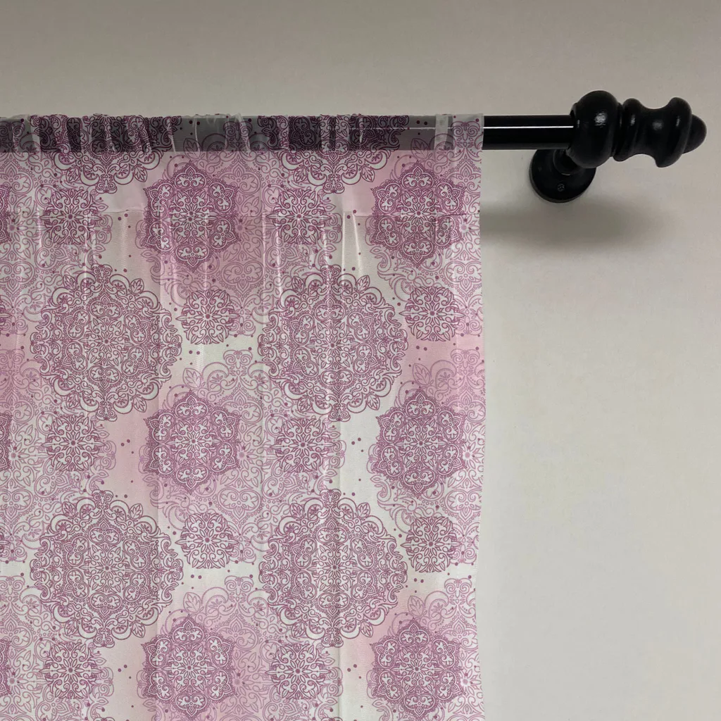 ABAKUHAUS Arazzo Mandala, Rosette Ornaments Stile persiano mediorientale con effetti pastello, Arazzo in raso setoso per soggiorno e camera da letto, 210 cm x 274 cm, Bianco Viola Rosa - 2