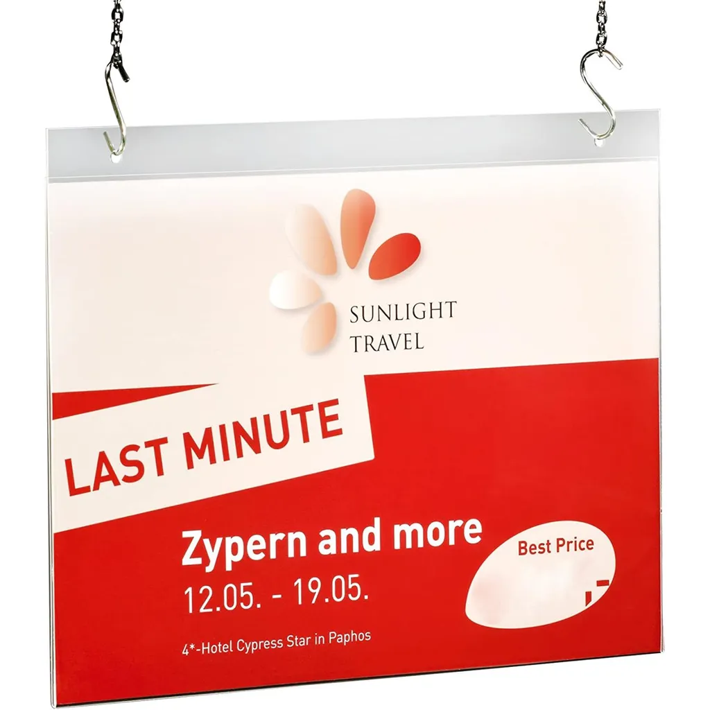 Support A4 paysage en acrylique rigide transparent, marque Sigel