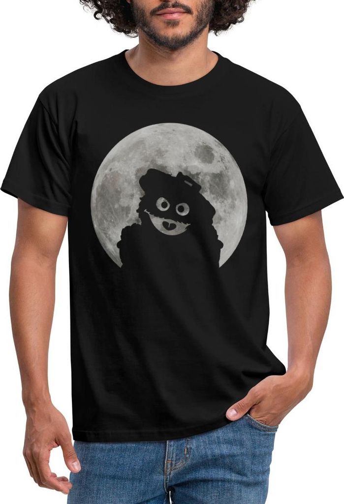 Spreadshirt Sesamstraße Oskar In Einer Vollmondnacht Männer T-Shirt, L, Schwarz