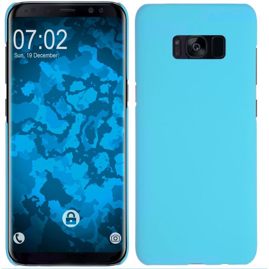 PhoneNatic Case kompatibel mit Samsung Galaxy S8 Plus - Hülle hellblau gummiert Hard-case + flexible Folie