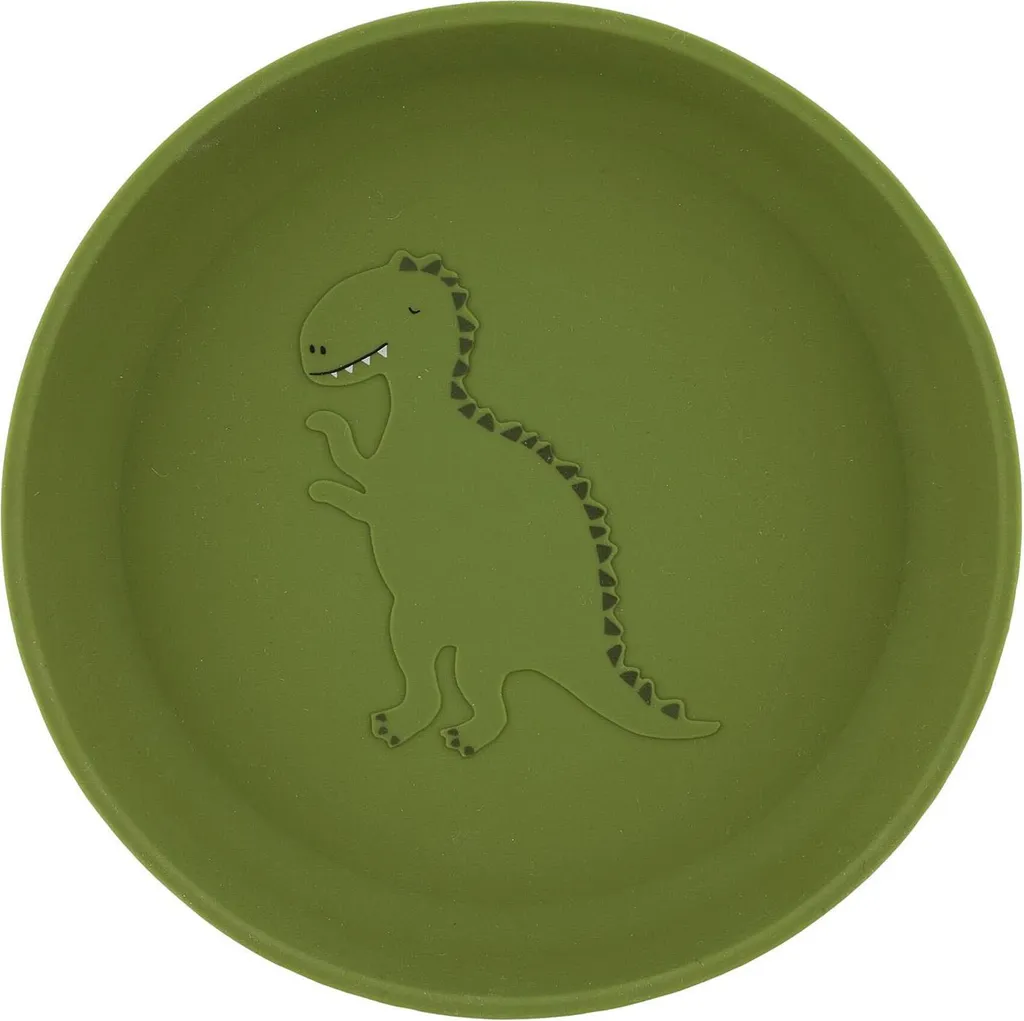 Assiette Enfant Incassable Silicone Trixie Mr. Dino Vert - Vaisselle Saine