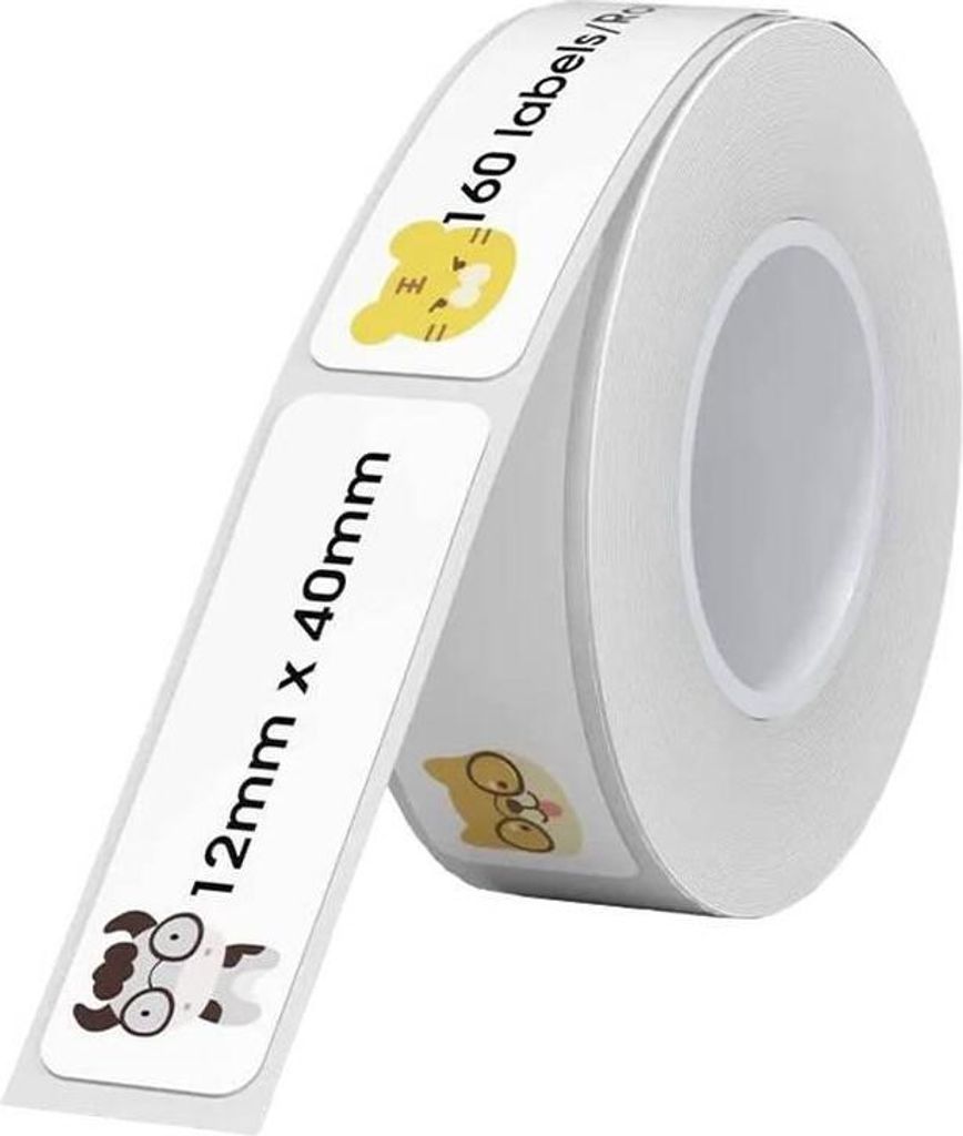 Niimbot Thermoetiketten, 12x40 mm, 1 x Rolle mit 160 Stück, Tiermuster