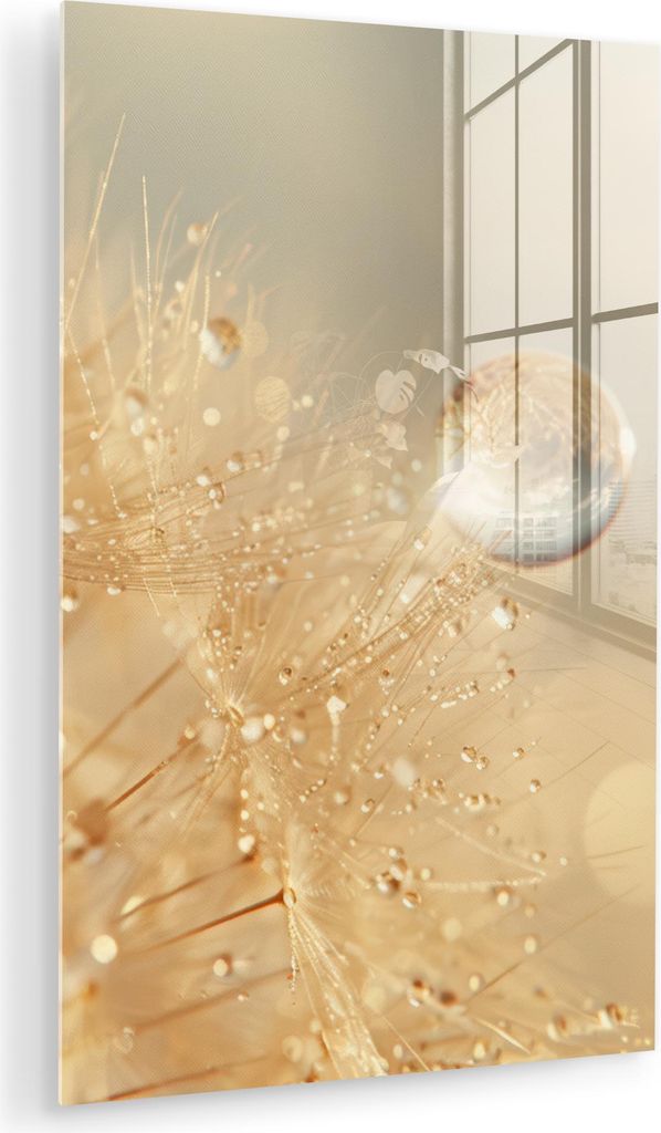 MuchoWow Glasbilder - Bilder auf Wandbild - Foto auf Glas Löwenzahn - Wasser - Natur - Pflanzen - Modern 20x30 cm Wanddekoration aus Glas - Acrylg...