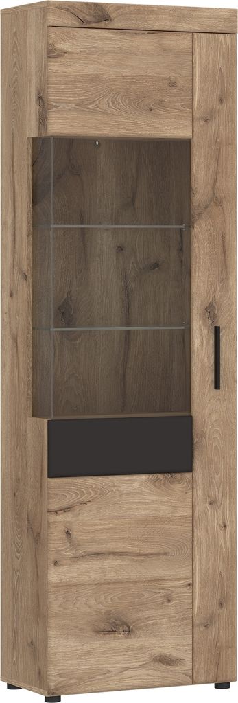 Glasvitrine >GRANO< in Viking Eiche Nachbildung - 58x195x37,4 (BxHxT)