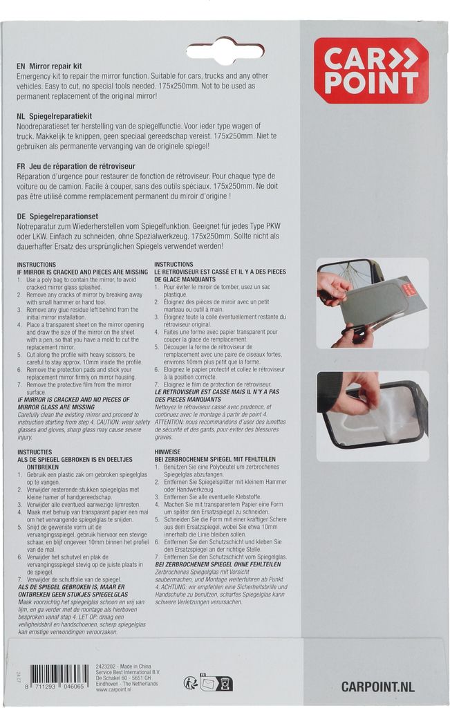 Kit di riparazione specchietti Carpoint 175x250 mm Immagine del prodotto 