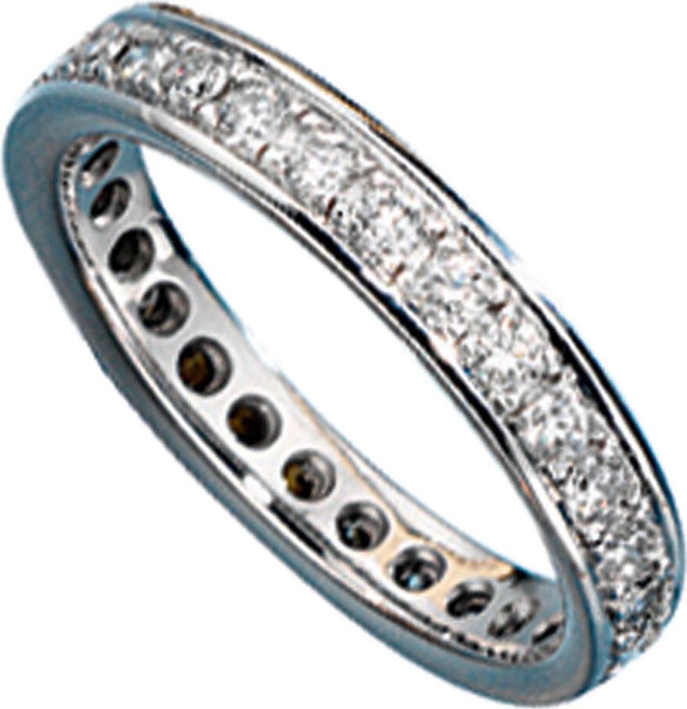 Damenring Memoryring mit Diamanten Brillanten 585 Gold Weißgold Fingerschmuck Innenumfang 56mm Ø17.8mm