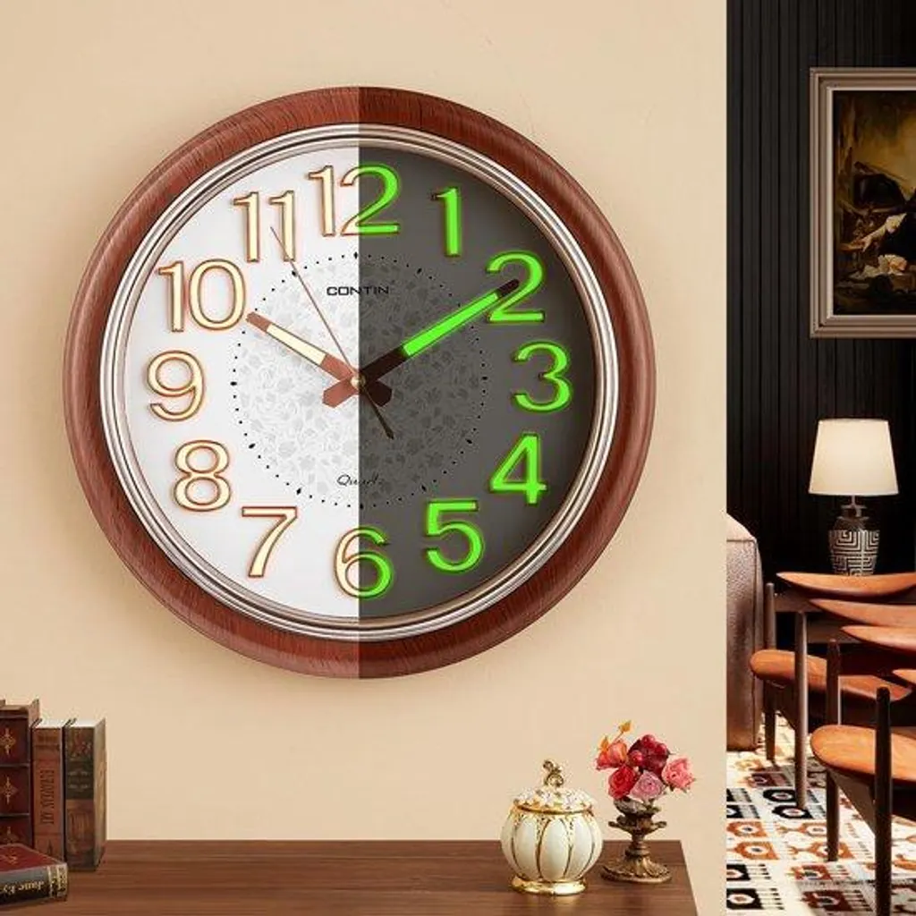Horloge murale LED rétro 30 cm silencieuse pour salon chic