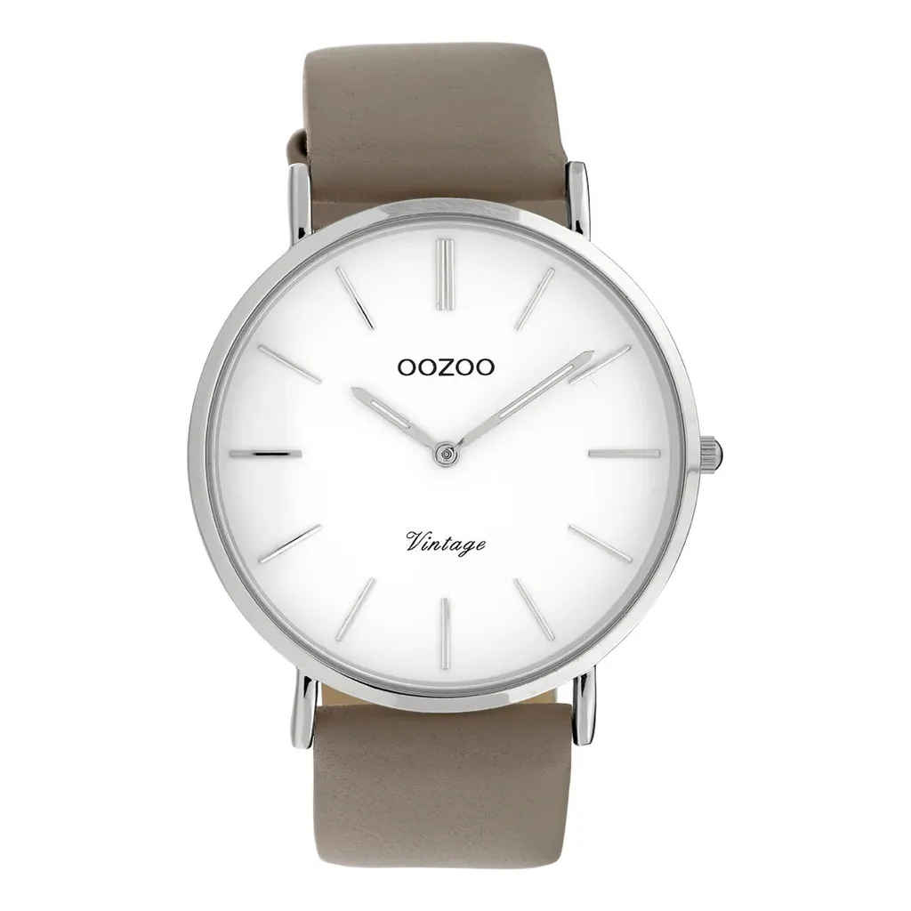 Montre Oozoo Vintage cuir taupe confortable pour poignets sensibles