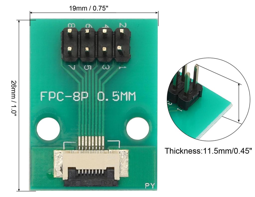 FFC FPC Connector Board 8 Pin 0.5mm 2.54mm auf 1.0mm 2.54mm PCB Konverterplatine fš¹r DVD-Player/Digitalkameras/Laptops