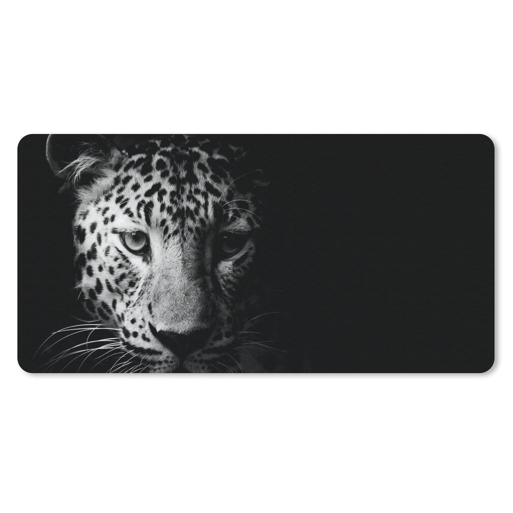 MuchoWow Mauspad Mousepad Panther - Wildtiere - Schwarz und weiß - Tiere 60x30 cm - Mousepads - Maus Mat - Pad - Mausunterlage - Nachhaltig