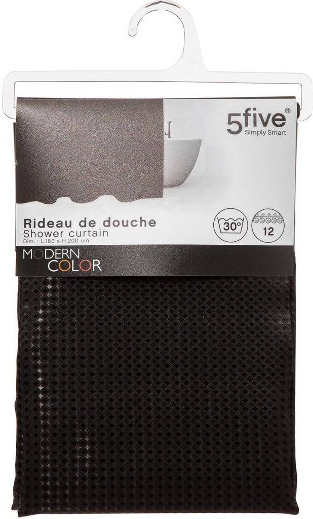 5 five simply smart - Duschvorhang 180x200cm "modern color" kohlegrau
