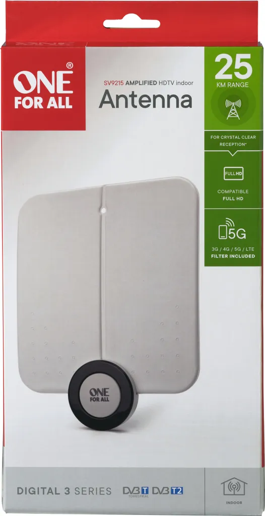 Antenne TV Intérieure Digitale One For All pour Réception TNT HD 4K