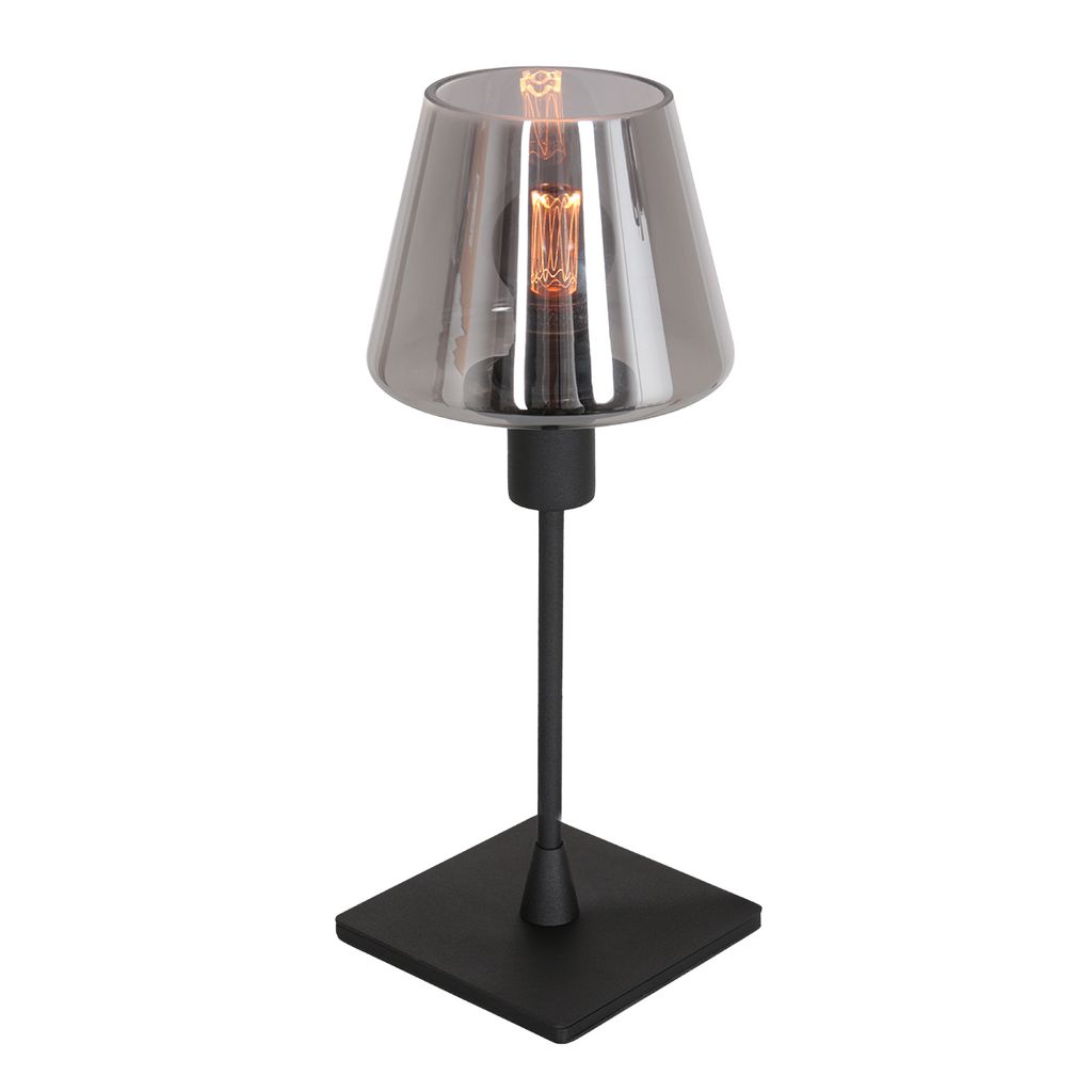 Tischlampe - schwarz - Ancilla - glas metall - Ø 14cm - E14 Produktbild 