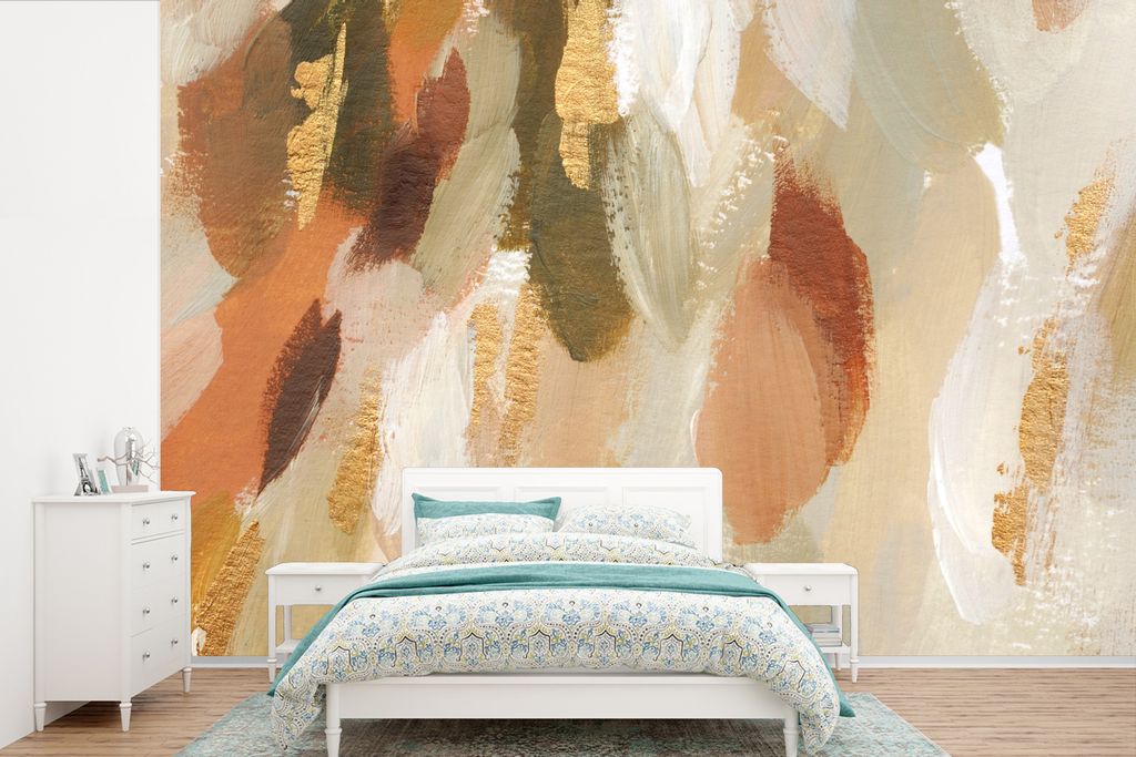MuchoWow Fototapete für Wohnzimmer oder Schlafzimmer Wandtapete Vinyl Motivtapete Kunst - Farbe - Rot - 420x280 cm - Zimmer für Kinder