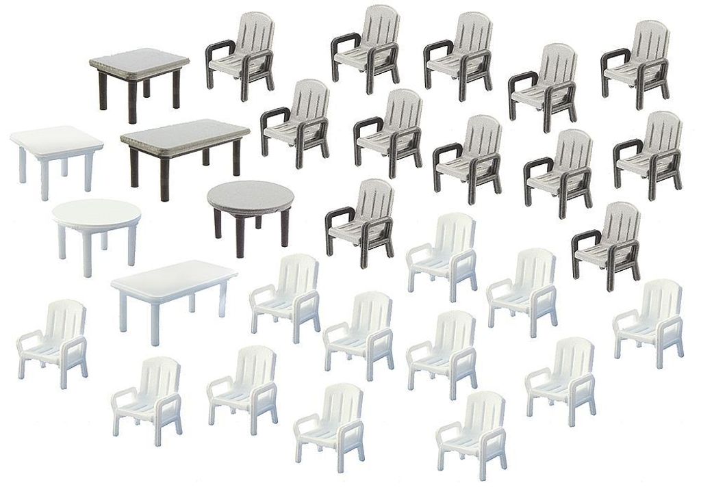 Faller 272441 - 1/160 / N 24 Gartenstühle Und 6 Tische - Neu