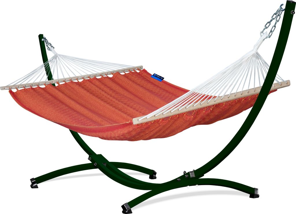 Potenza Outdoor Hängematte mit Gestell für 2 Personen I 100% Baumwolle Medelin Stabhängematte 215x140, 160kg I Hängemattengestell 220kg, wetter...