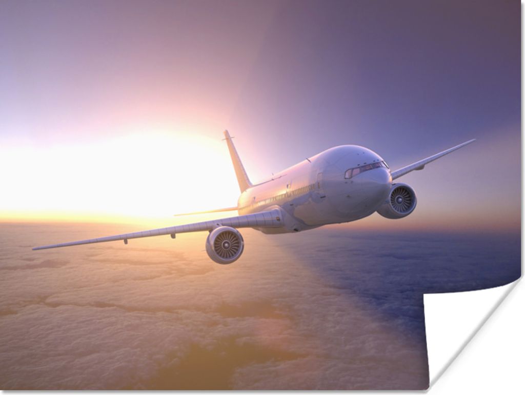 MuchoWow Poster Flugzeuge über der Wolkendecke in der untergehenden Sonne 160x120 cm - Foto Plakat