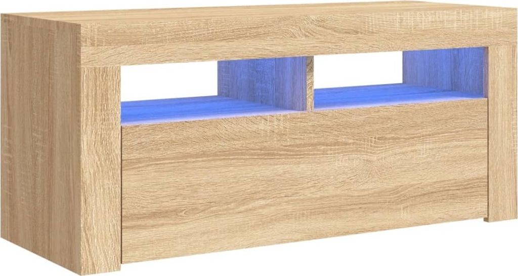 vidaXL Armoire TV avec lampes LED Chêne Sonoma 90x35x40 cm Image du produit 