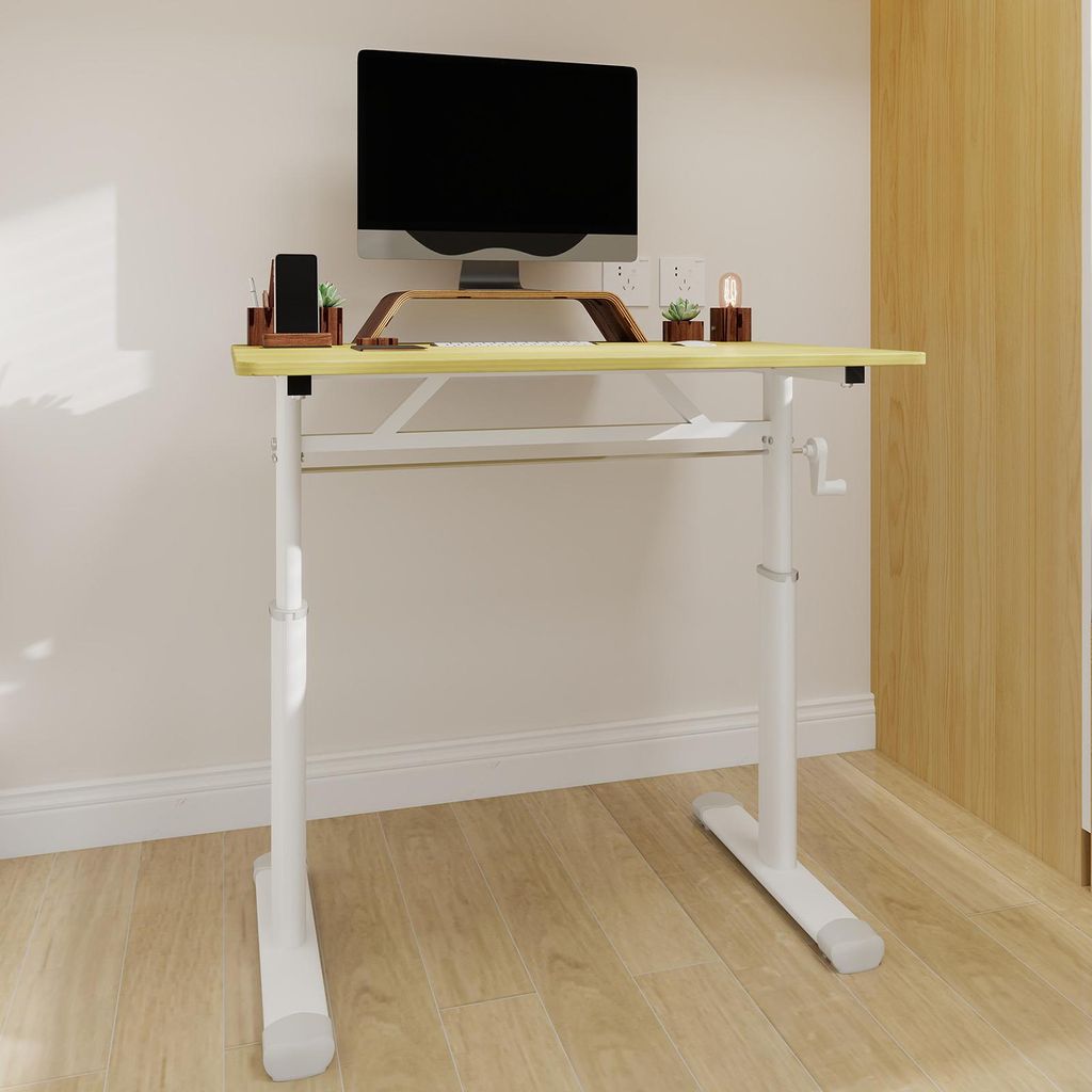 Höhenverstellbarer Schreibtisch für Kinder und Erwachsene – 80 x 60 x 90 cm, Beige