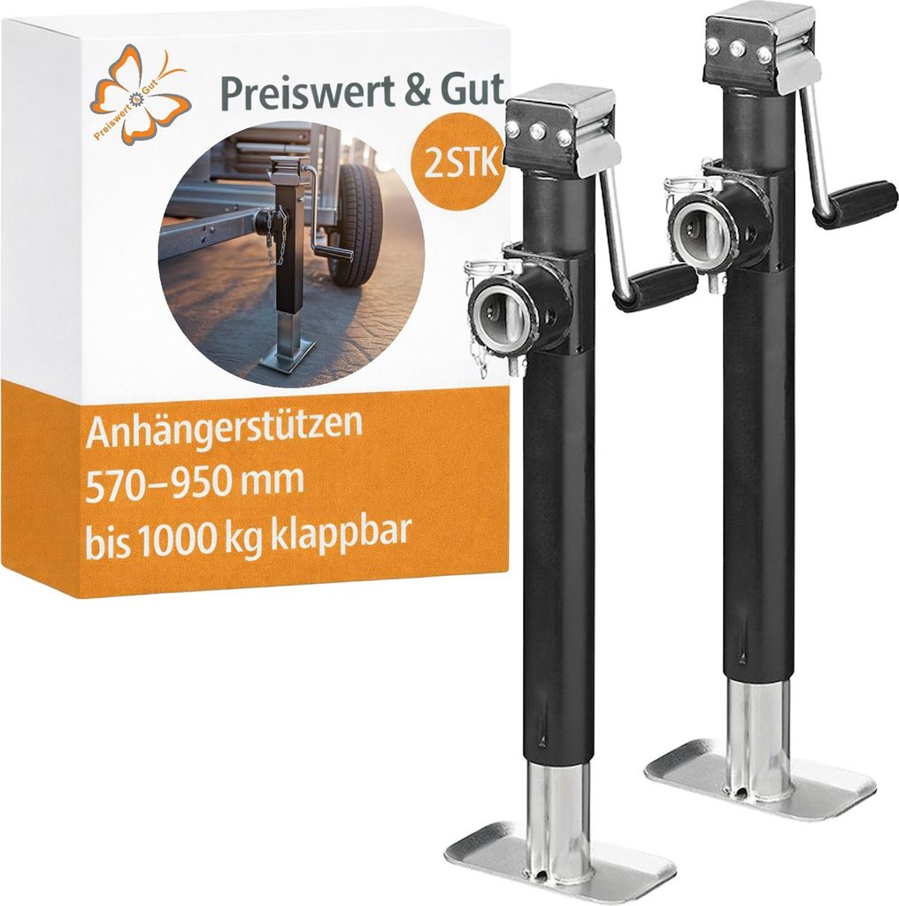 2x Kurbelstützen mit 1000kg Traglast – Klappbar von 57-95 Produktbild 