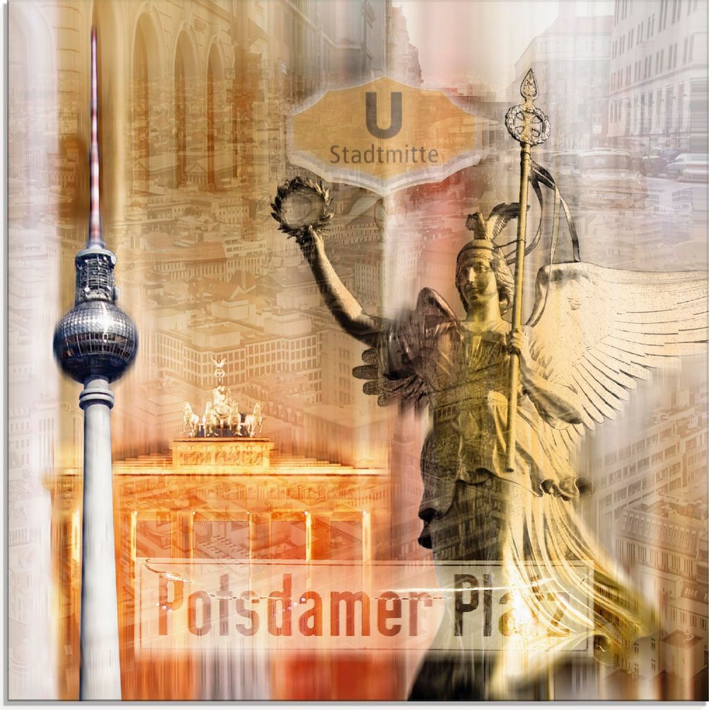 ARTland Glasbild Berlin Skyline Collage V Größe: 20x20 cm