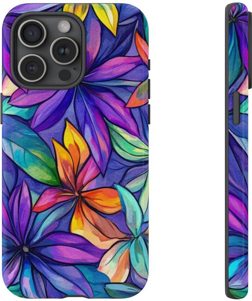 Lebhaftes Aquarell-Blumenmuster in bunten Farben – Hülle Kompatibel mit iPhone 15 Pro Max