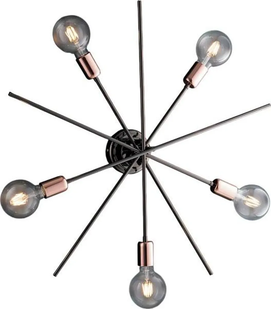 Luminaire de plafond style Bloom 5 feux noir et cuivre diam 65 cm H22