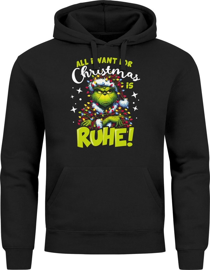 Hoodie Herren Weihnachten Ruhe Grinch Spruch Lustig Kapuzen-Pullover Männer Moonworks