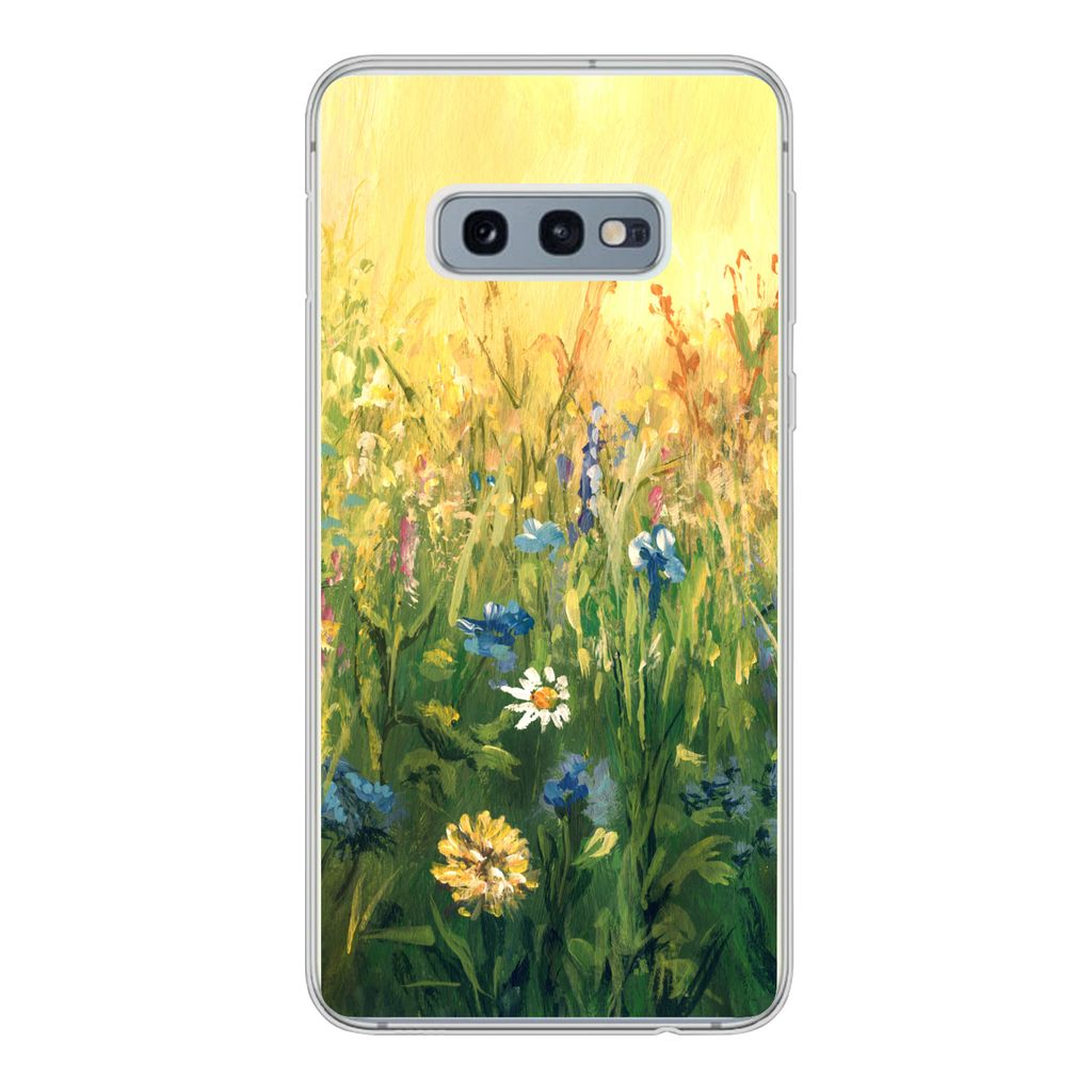 MuchoWow Handyhülle Schutzhülle Hülle für Samsung Galaxy S10e Blumen - Aquarell - Sonne Silikon Softcase Handy Hülle - Handy