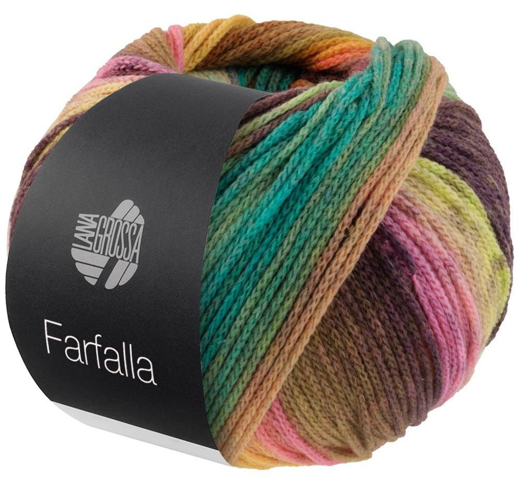 Lana Grossa - Farfalla 0006 pfirsich, camel, graugrün, Produktbild 