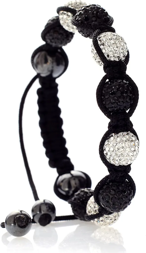 OFFERTA Bracciale Karisma Shambala 10mm Cristalli Bianco Nero Donna