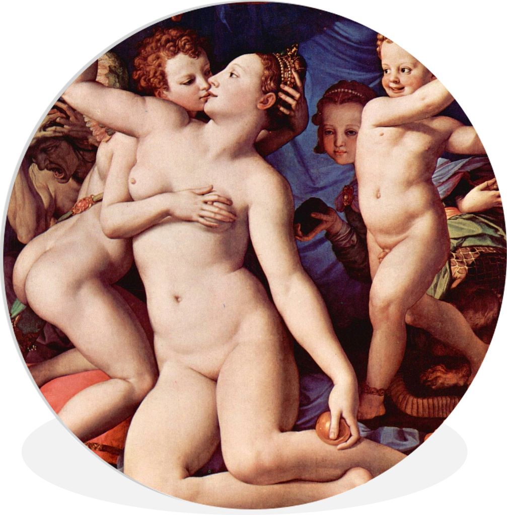 MuchoWow Rundes Wandbild - Runde Bilder Venus, Amor, Torheit und Zeit - Leonardo da Vinci Ø 60 cm Kreis Wanddekoration Kunststoff - Wandkreis - ...