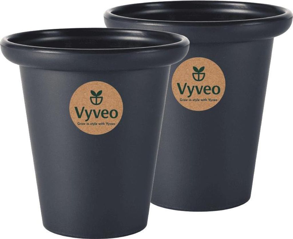 Vyveo - Blumentopf Skara - 2er-Set - Schwarz - 13x13