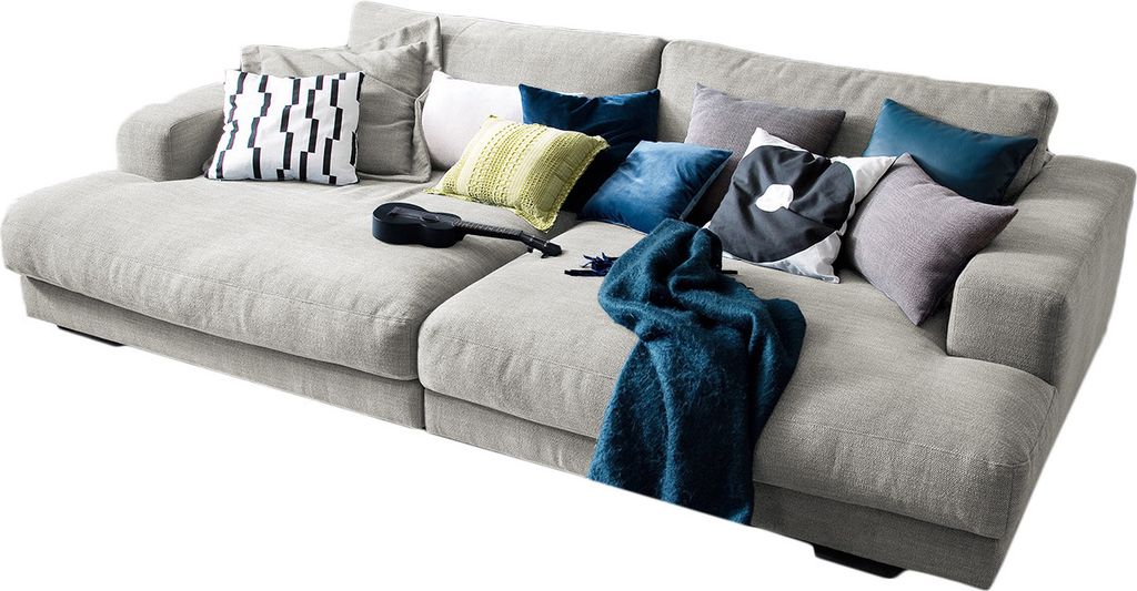 KAWOLA Big Sofa MADELINE Stoff silber