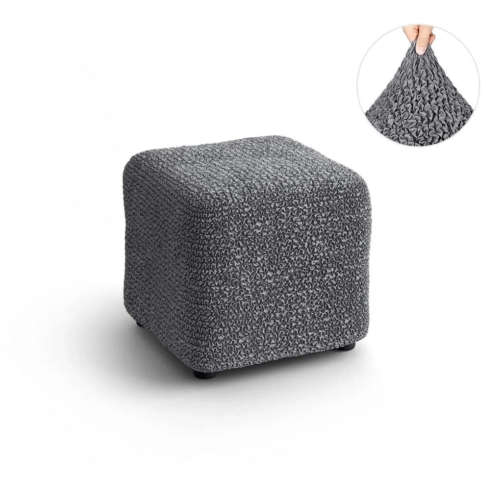 Flexibler Poufbezug Universal Poufbezug, weich, angenehm, passgenau, gegen Krallen und Haare (Grau)