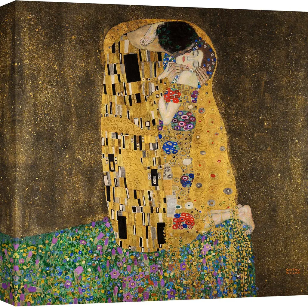 Décoration murale Klimt Le Baiser 70x70 cm pour chambre à coucher