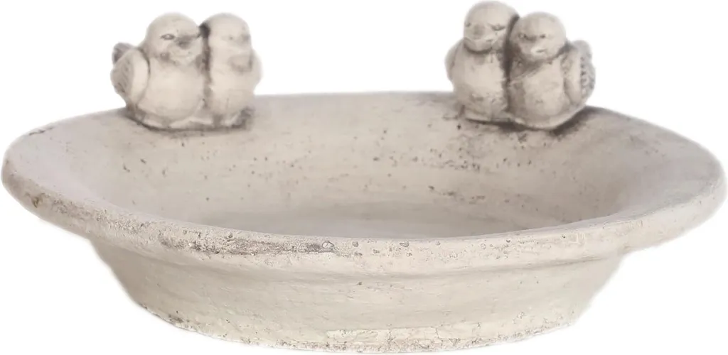 Abreuvoir Oiseaux en Béton Gris - Coupe Décorative pour Jardin et Balcon