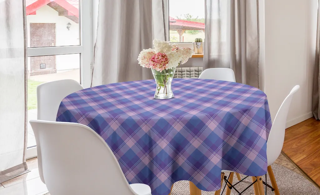 Decorazione Tavola ABAKUHAUS Tovaglia Rotonda 150cm Viola Tartan