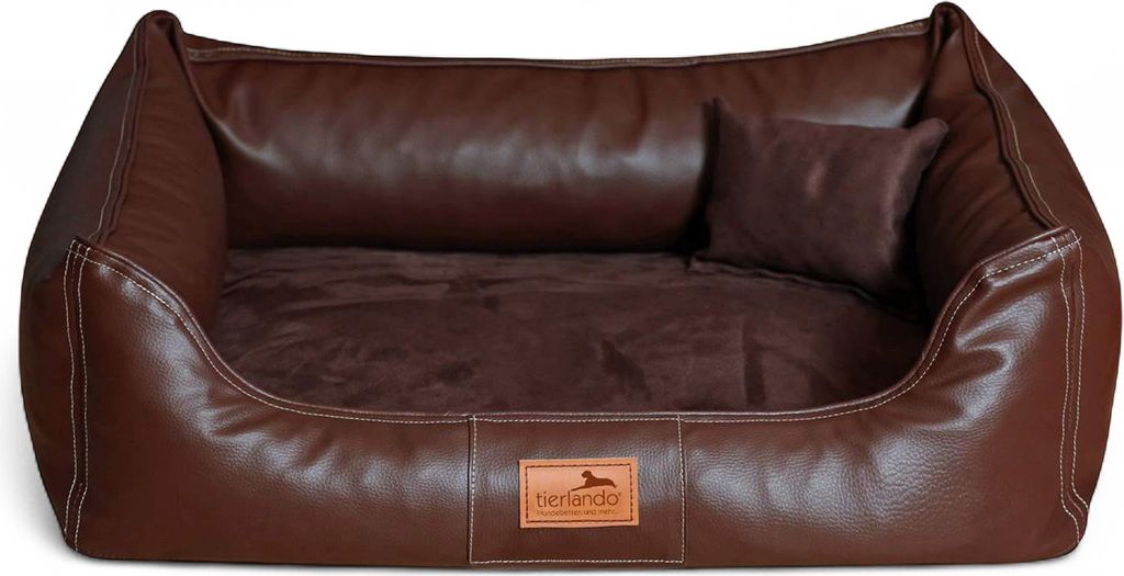 tierlando MADDOX VIP Orthopädisches Hundebett VISCO Velours Kunstleder S - XXL - Größe: 100x75cm | Farbe: 01 Braun