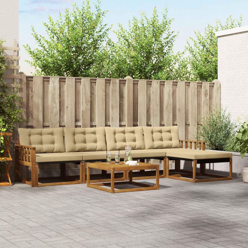 "SALE 2026"Outdoor-Sofagarnitur - CLORIS - Balkonmöbe/Sitzgruppe - mit Kissen 6 pcs - Moderne Design - Natur und Beige - Gartensofas NeuMöbel581048
