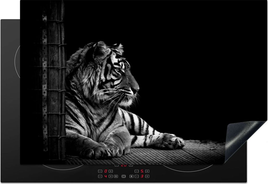 KitchenYeah© Herdabdeckplatte Tiger - Tiere - Schwarz - Produktbild 