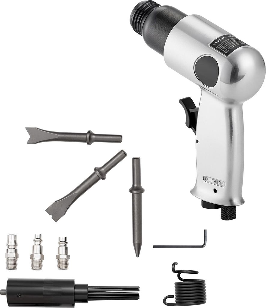 SucceBuy Pneumatischer Meißelhammer, 4500 BPM Druckluftwerkzeug mit Nadelentroster und 4 Meißeln mit rundem Schaft, vielseitiger Luftdruckhammer ...