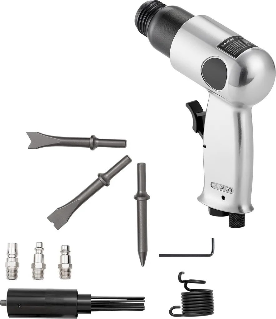 Marteau pneumatique 4500 BPM avec kit de 4 burins pour travaux inox